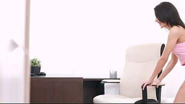 Skinny brunette babe gets anal fucked