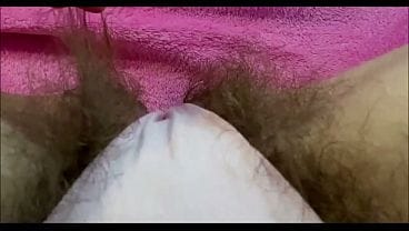Edging orgasm making my panties wet with pussy juice hairy bush big clit